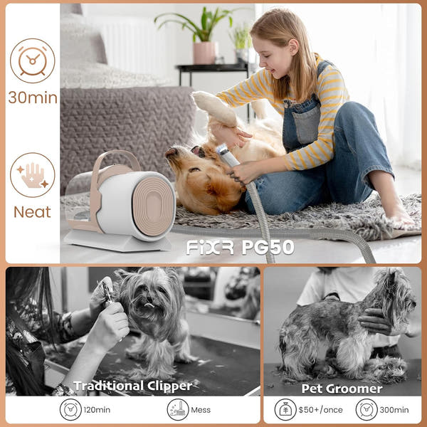 Low-noise pet grooming vacuum designed for comfortable dog grooming at home