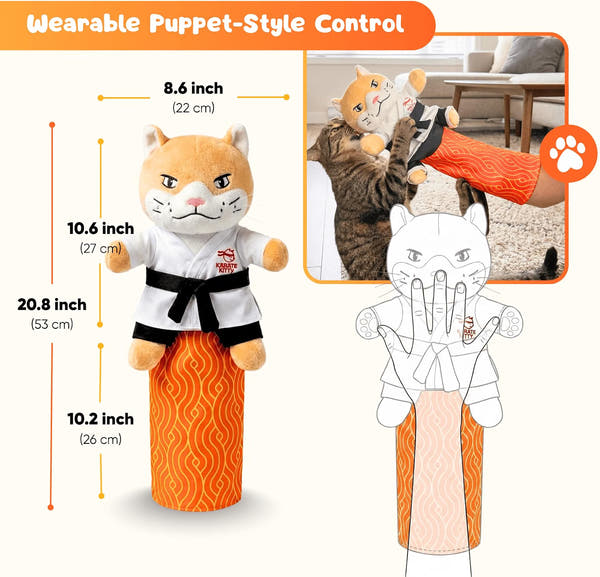 Interactive cat toy with glove and puppet design for playtime
