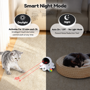 Motion activated automatic cat toy with laser and feather features for independent indoor cat play