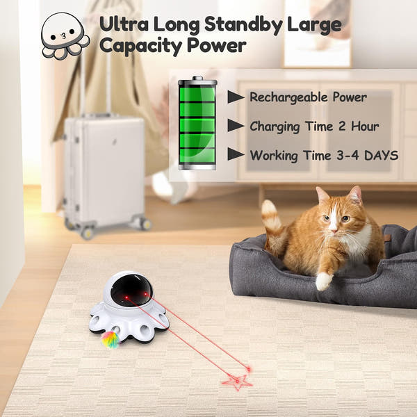 Cat whack-a-mole toy with moving feather appearing through multiple holes