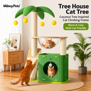 Multi-level wooden cat climbing tower with jumping platforms