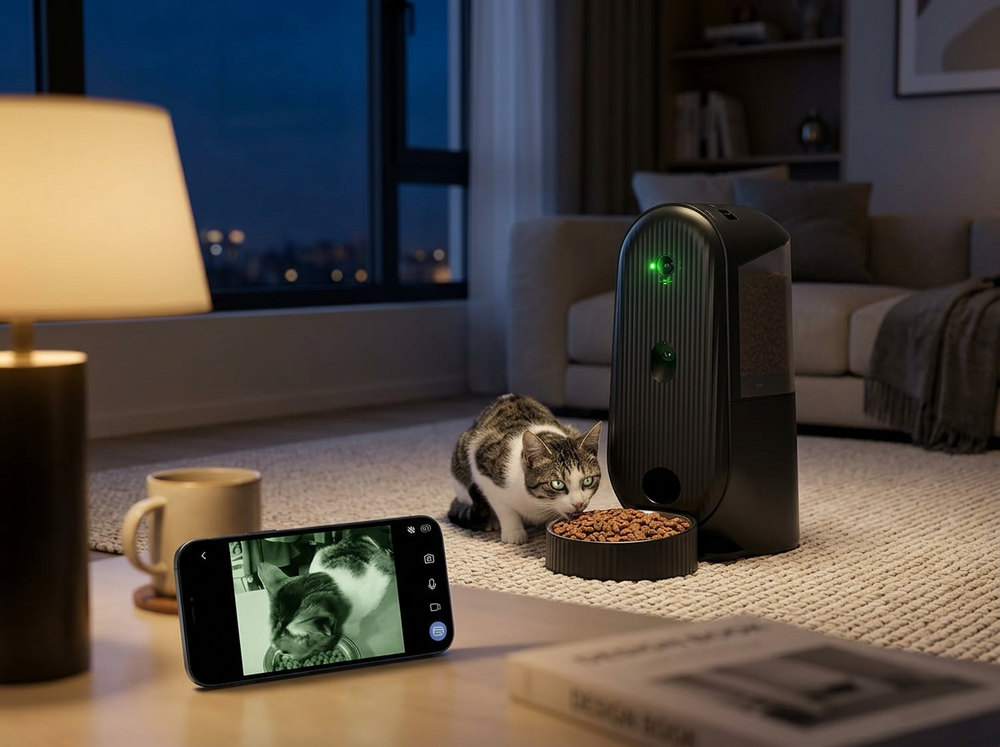 Smart pet feeder with night vision camera