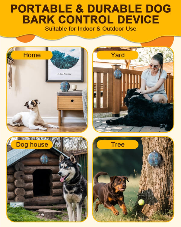 Collar-free anti barking device for dogs with ultrasonic bark-control function