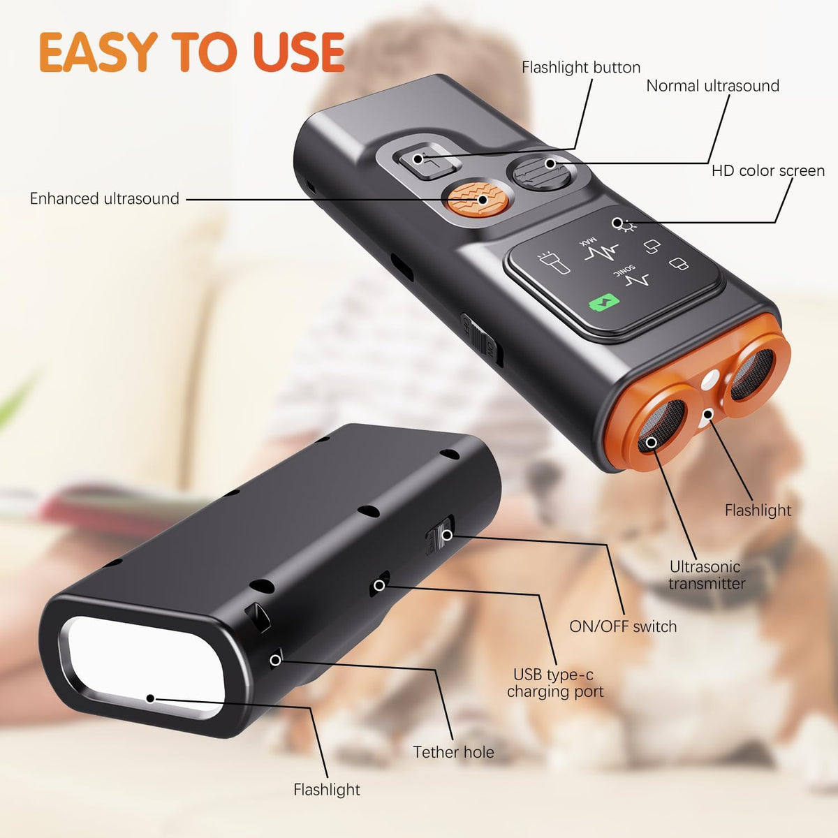 Collar-free ultrasonic anti bark device for dogs without a wearable training collar