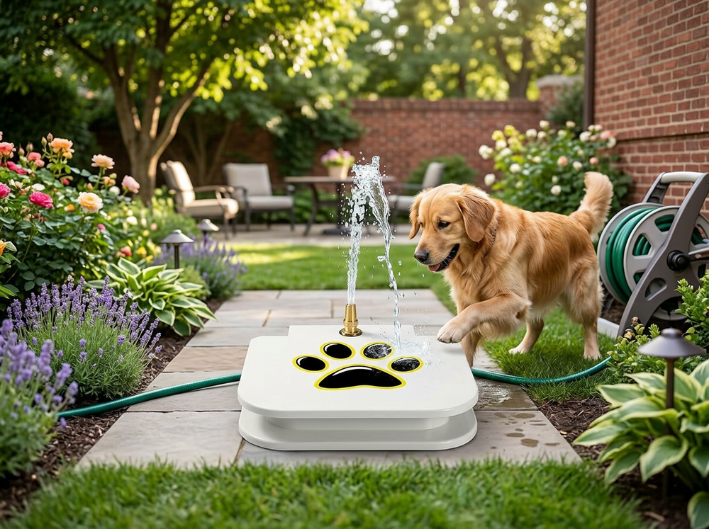 Outdoor dog water fountain for garden use