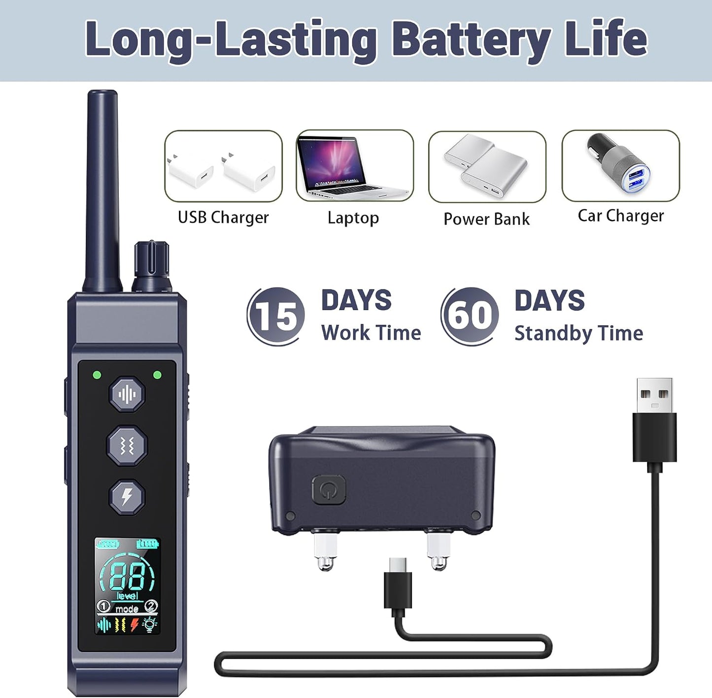 Long range waterproof remote collar for outdoor dog training