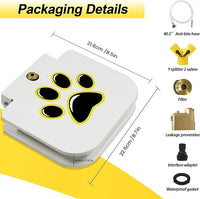 Outdoor dog water fountain connected with metal hose system