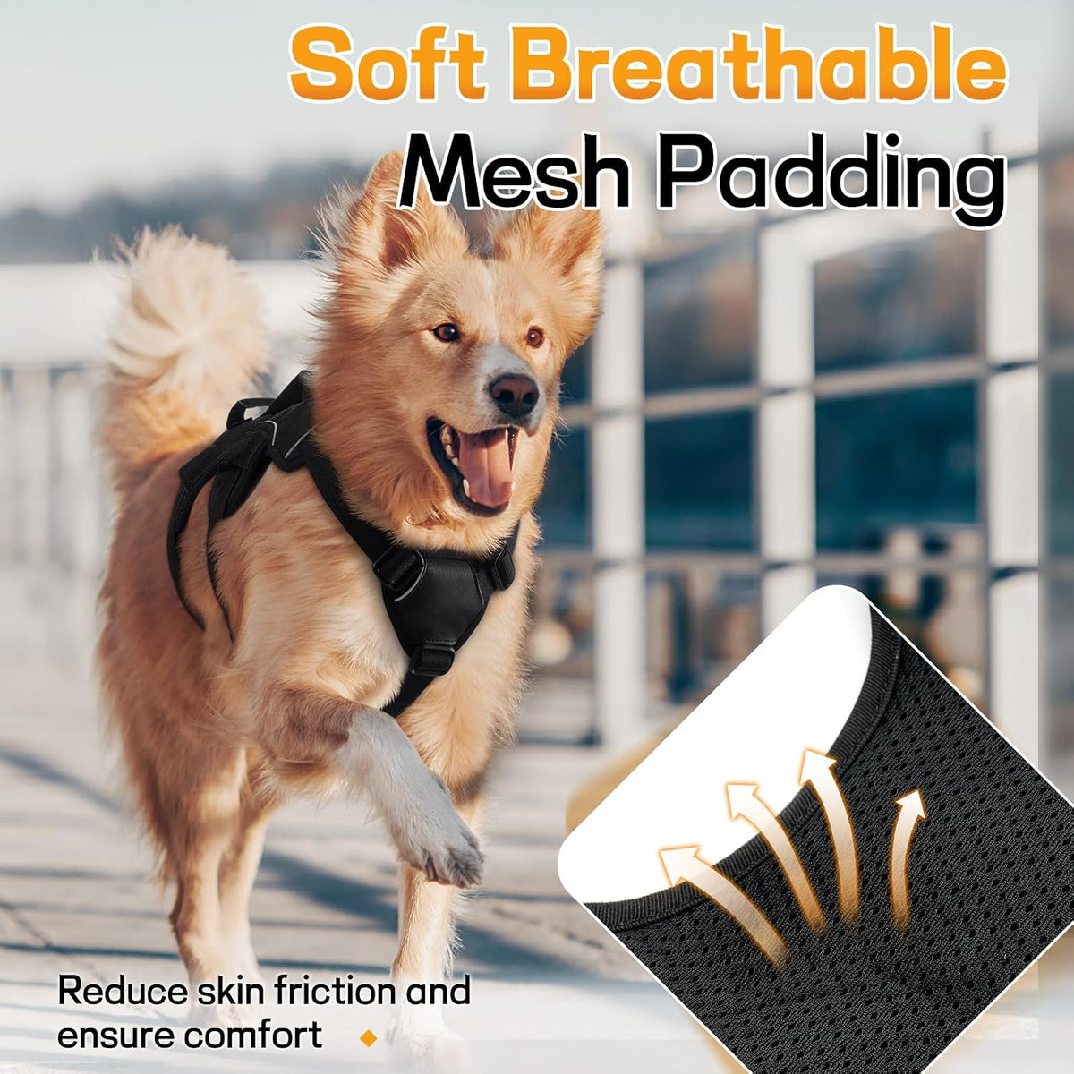 Tactical dog training harness for hiking walking and outdoor activities