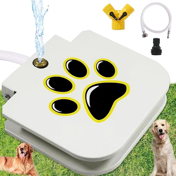 Pedal-Style Dog Water Fountain and Dog Drinking Fountain with Metal Hose Connection for Automatic Dog Water Feeding and Outdoor Use