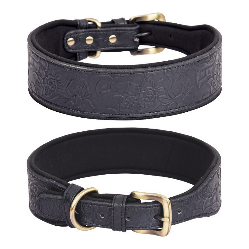 Comfortable leather dog collar for walking training and outdoor activities