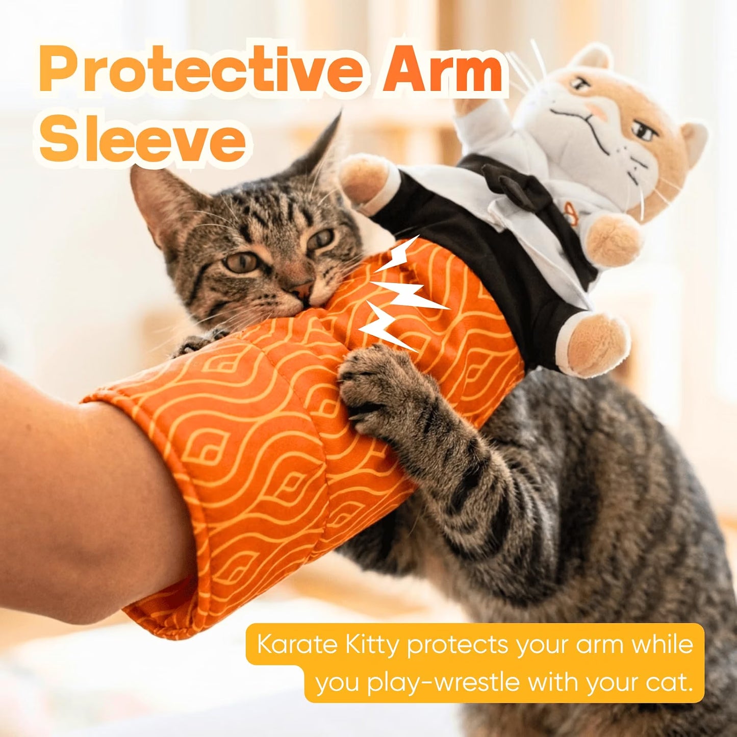 Cat glove puppet toy for owner and pet interactive play sessions
