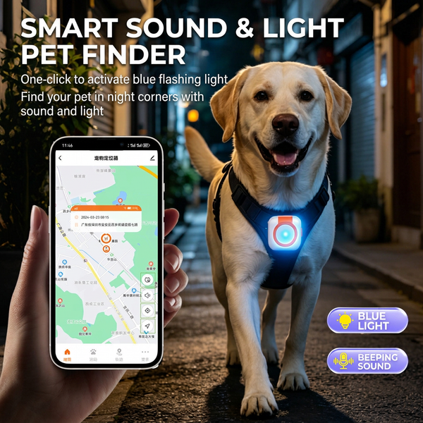 Pet GPS tracking device for dogs and cats with real-time location monitoring