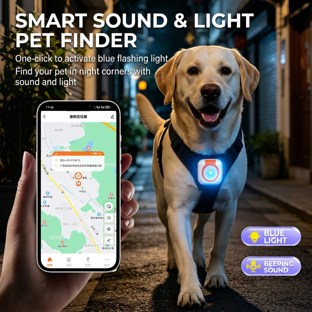 Pet GPS tracking device for dogs and cats with real-time location monitoring