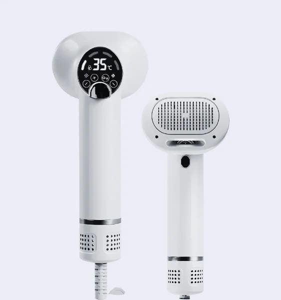 Pet hair dryer comb for dogs with integrated air drying grooming comb