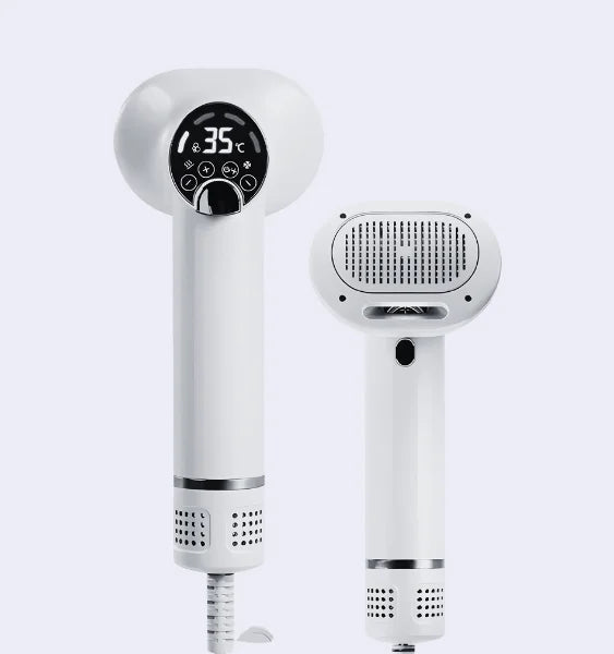 Pet hair dryer comb for dogs with integrated air drying grooming comb