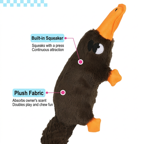 Platypus plush dog toy for medium and large dogs