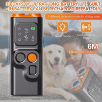 Handheld ultrasonic dog training device for indoor and outdoor behaviour training