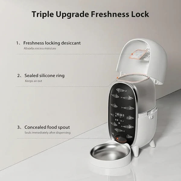 Portion control pet feeder with scheduled meal delivery
