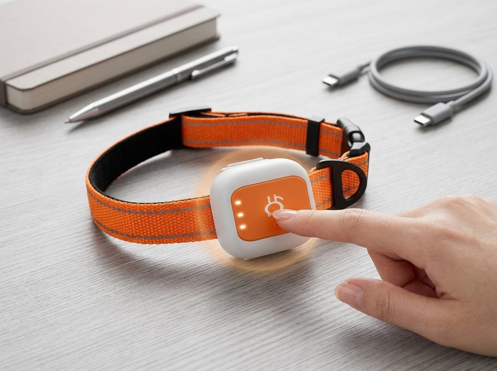 Turning on waterproof GPS tracker for pets