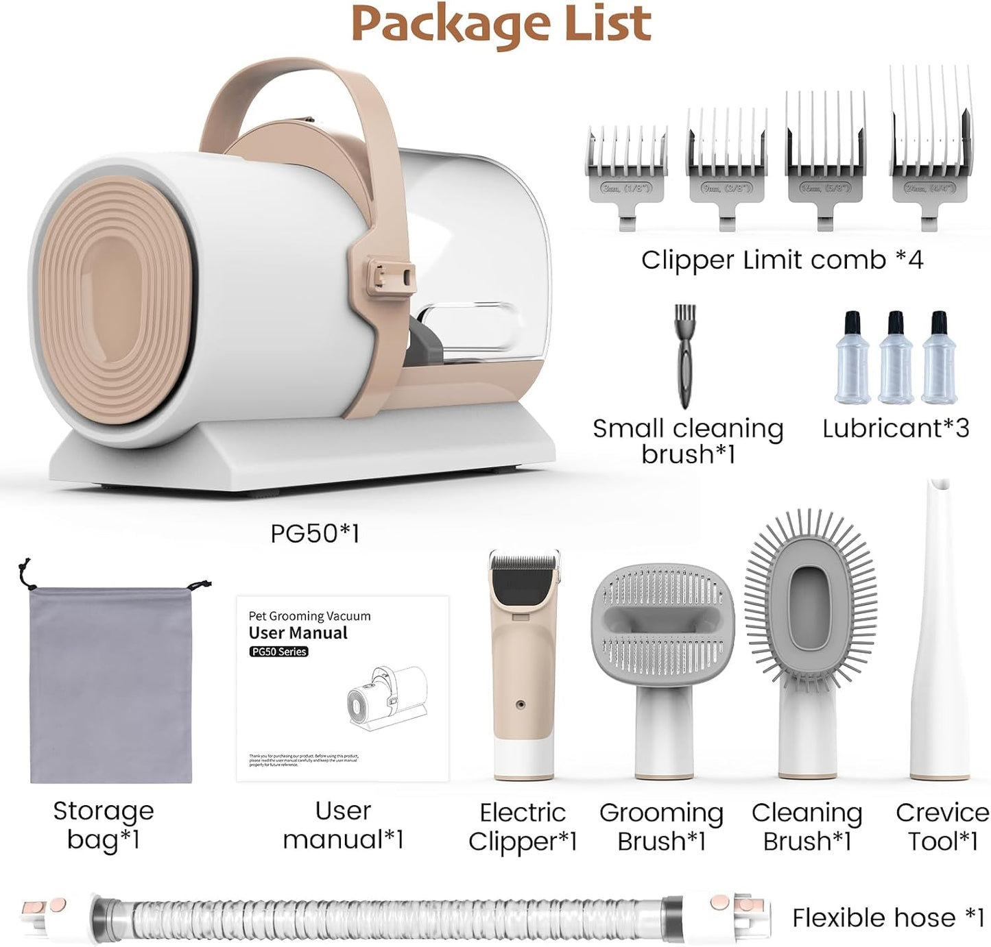 Dog grooming vacuum with up to 11000Pa suction for collecting loose and shedding pet hair