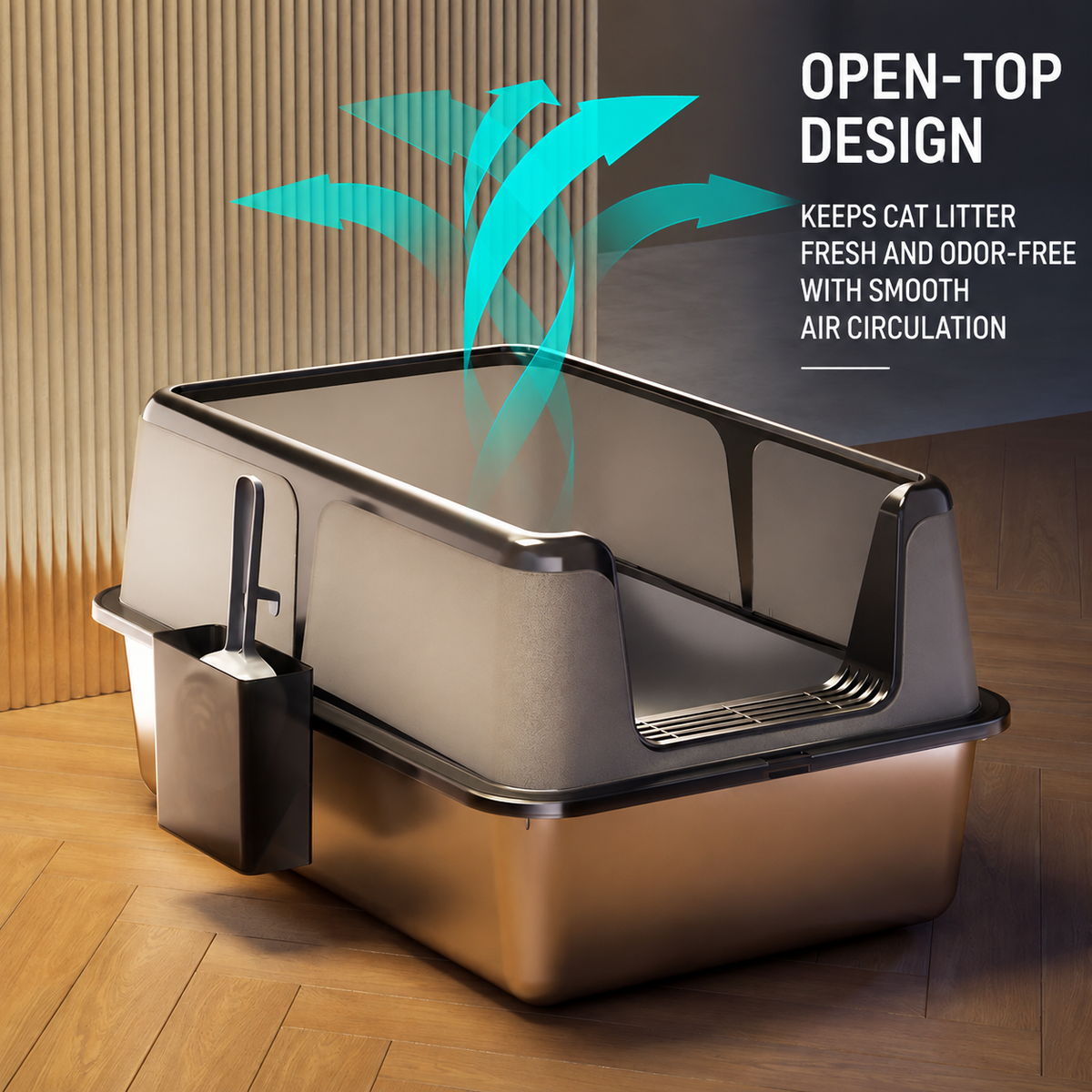 Premium cat toilet made with durable stainless steel material