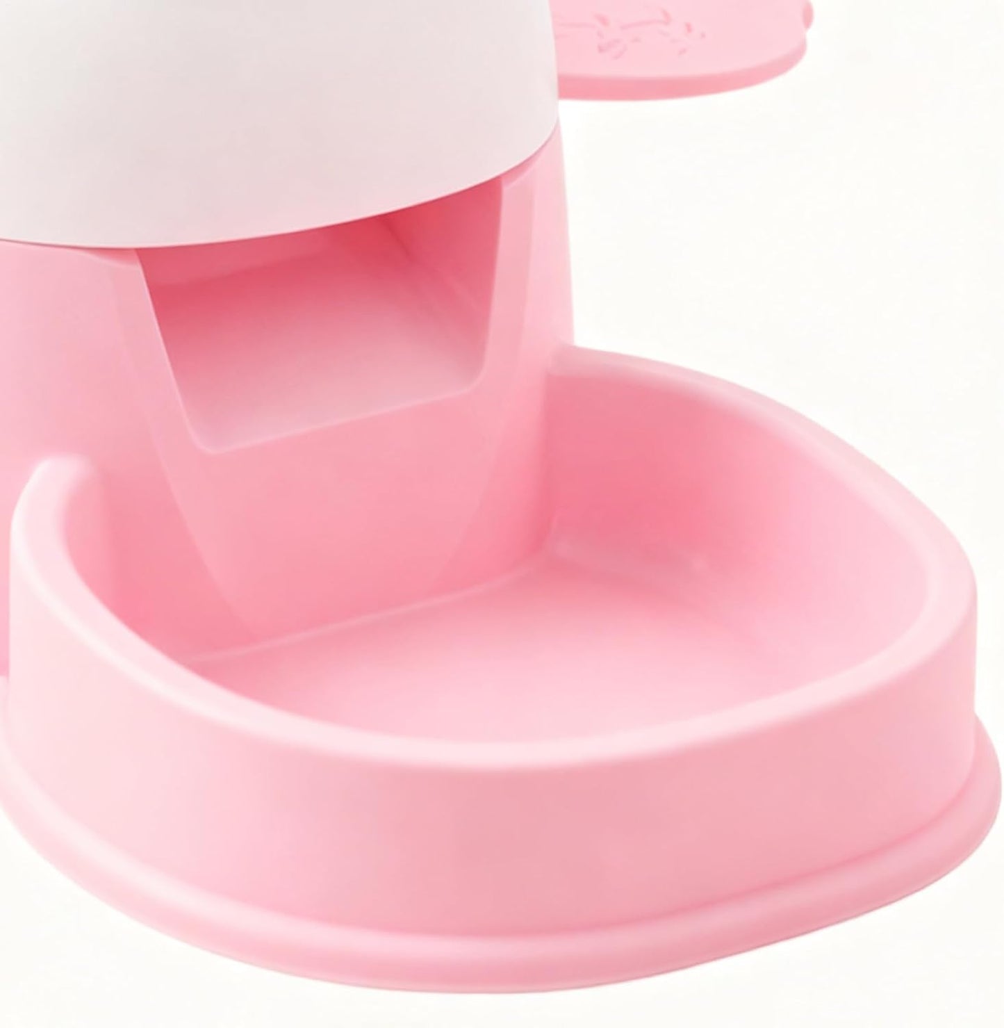 Press design pet feeder for controlled dry food dispensing