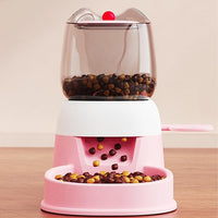 Press dog food dispenser designed for quick and easy daily feeding