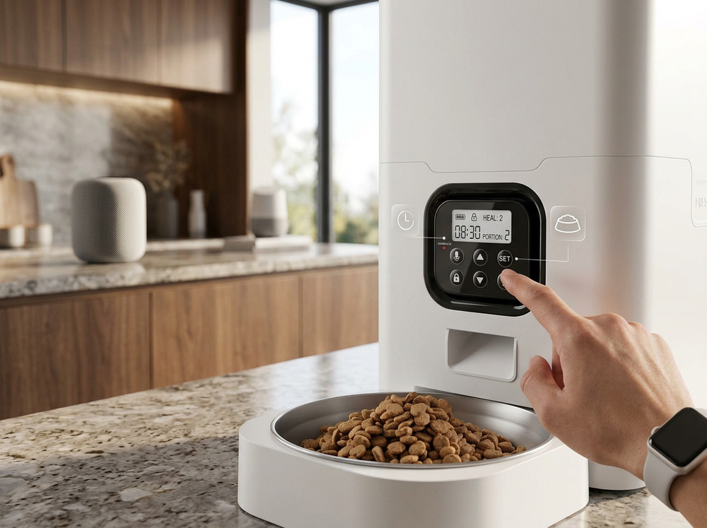 Automatic feeder with programmable feeding schedule