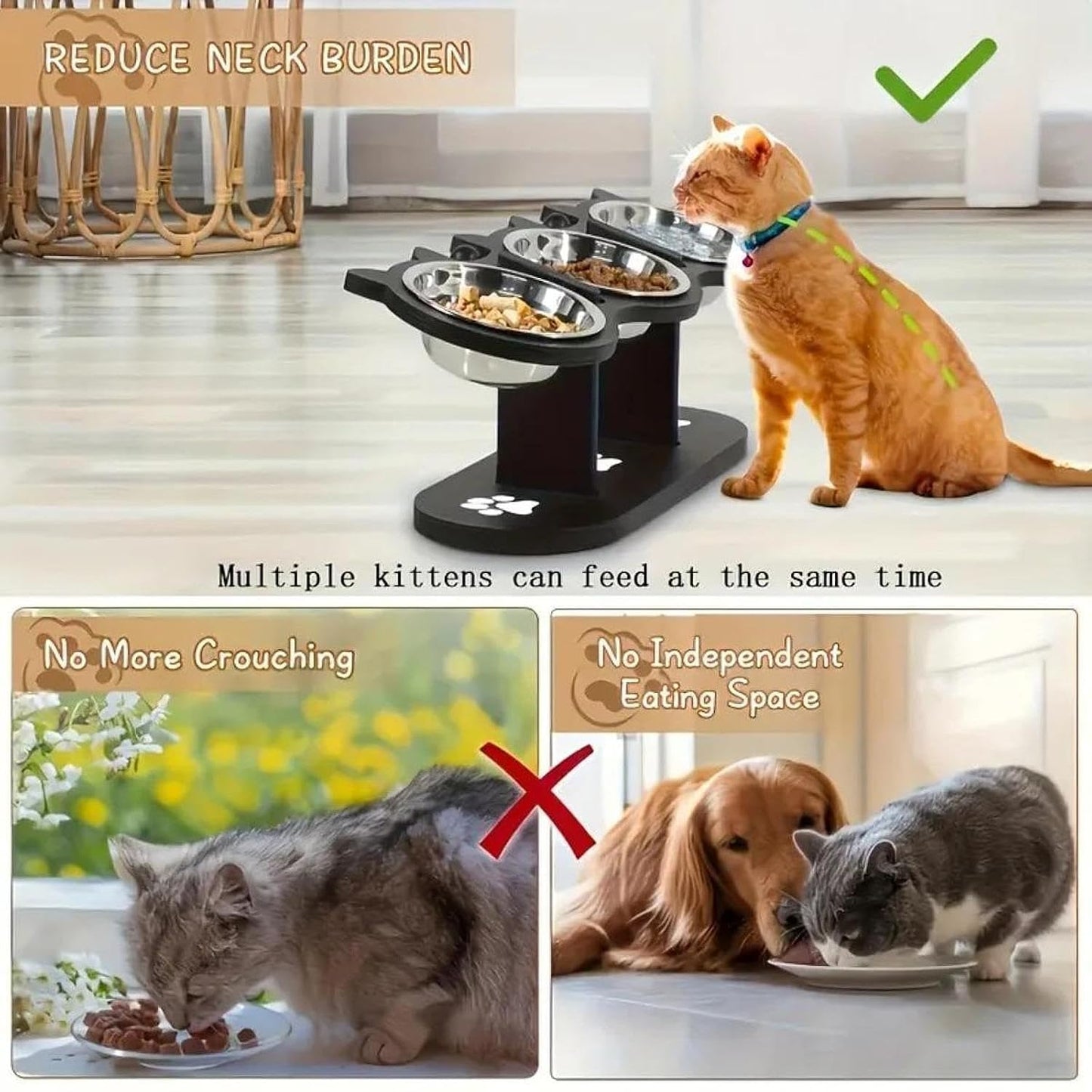 Puppy feeding bowl with lightweight raised pet feeder stand