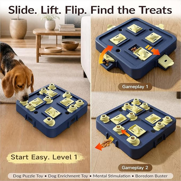 Puppy puzzle toy with reward dispensing function for daily play