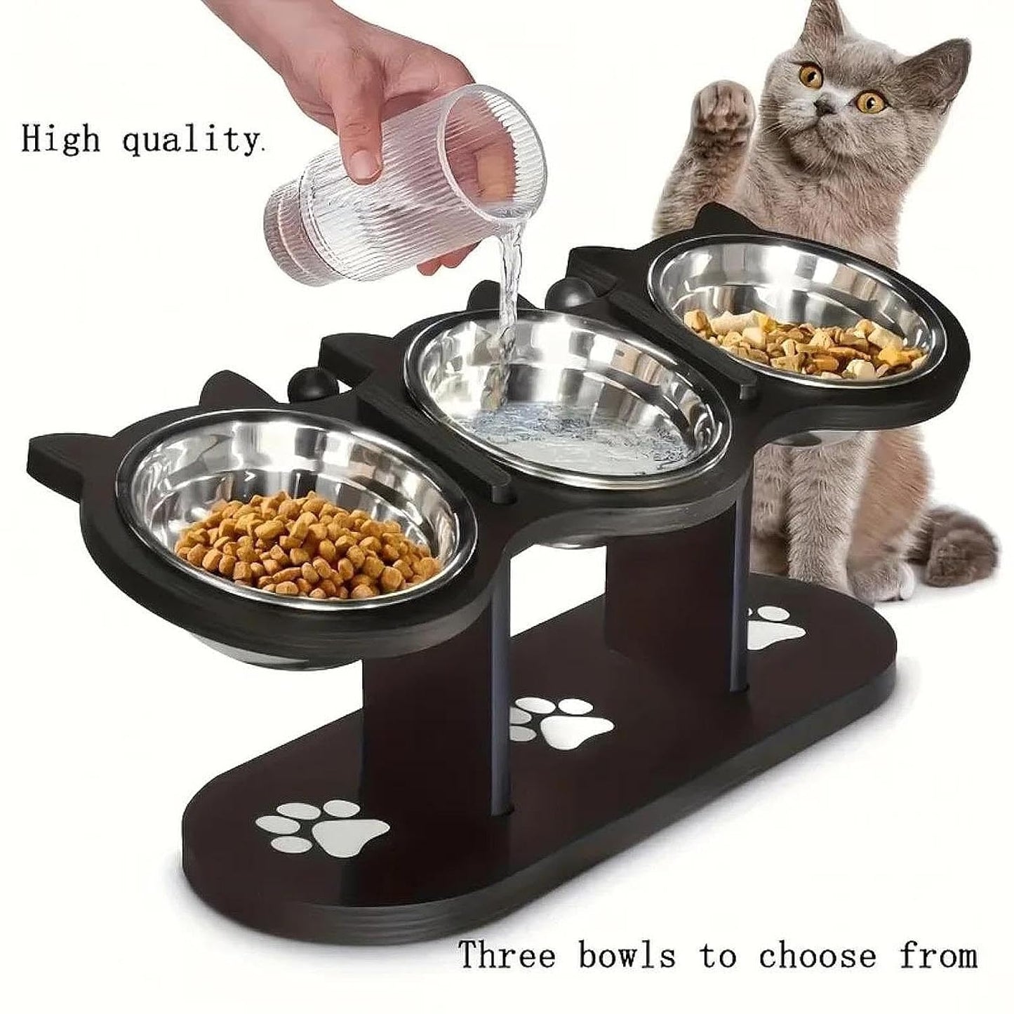 Raised pet feeder for cats puppies and small dogs