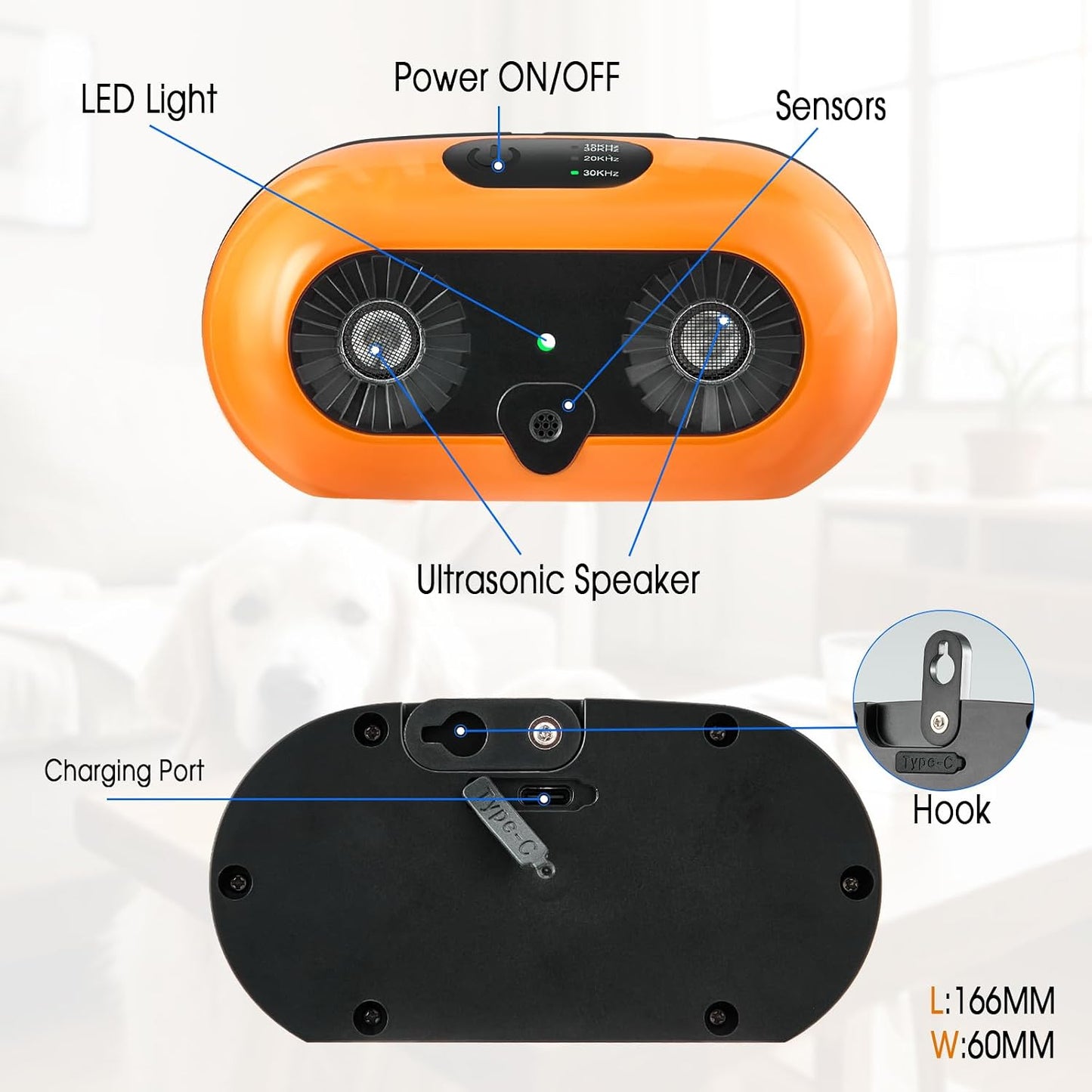 Rechargeable sonic bark box device for dog barking control