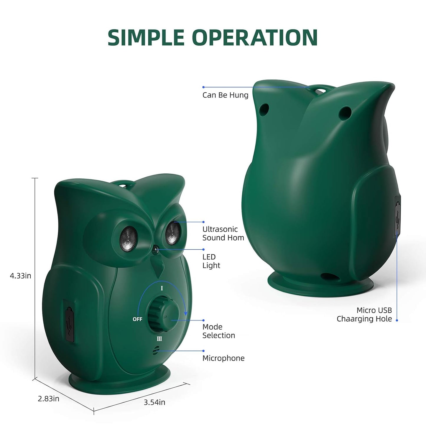 Rechargeable ultrasonic anti bark device for dogs with portable design