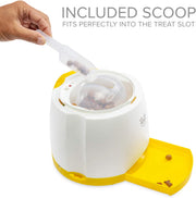 Dog training toy with remote button and treat dispenser