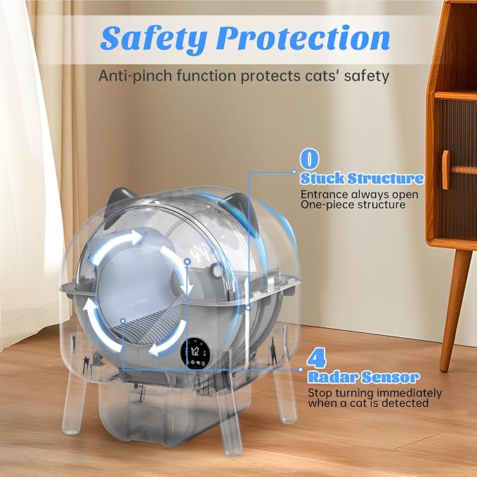 Roller type cat litter box with automatic cleaning function