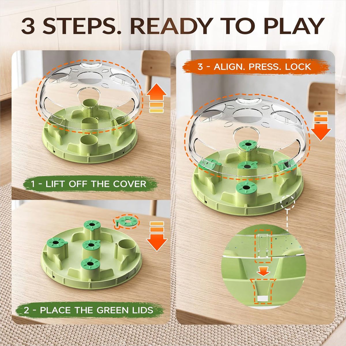 Rolling cat treat dispenser ball for interactive indoor feeding