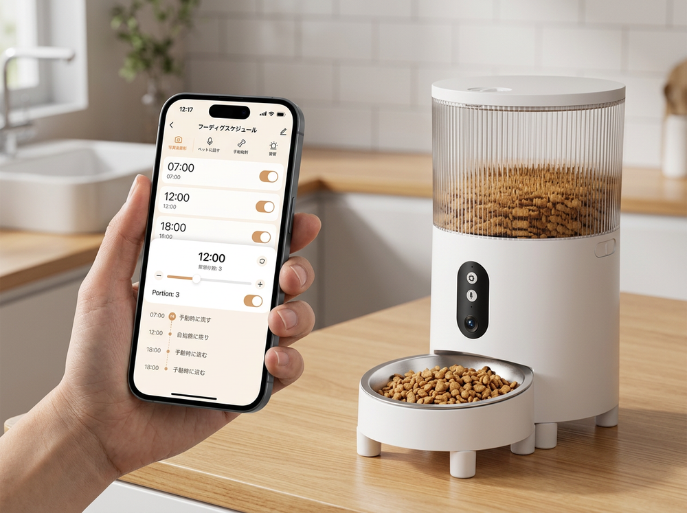 Programming feeding schedule on smart cat feeder app