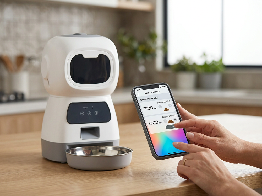 Setting feeding schedule on WiFi automatic feeder