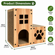 Indoor cat scratcher house with cozy hideaway cave