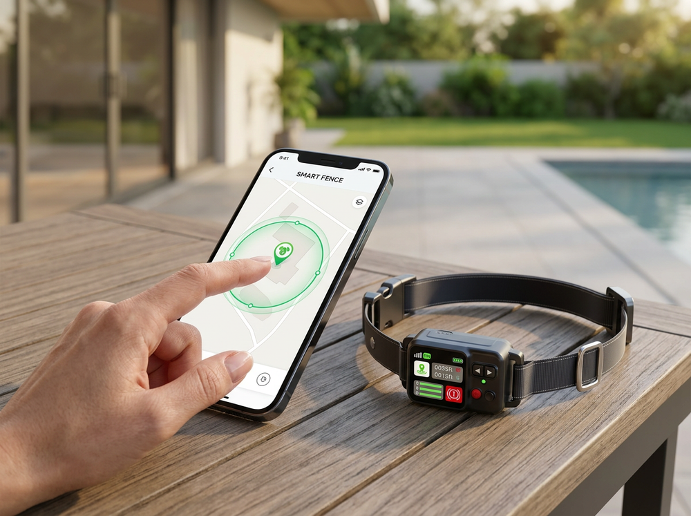 Setting wireless fence GPS boundary for dog collar