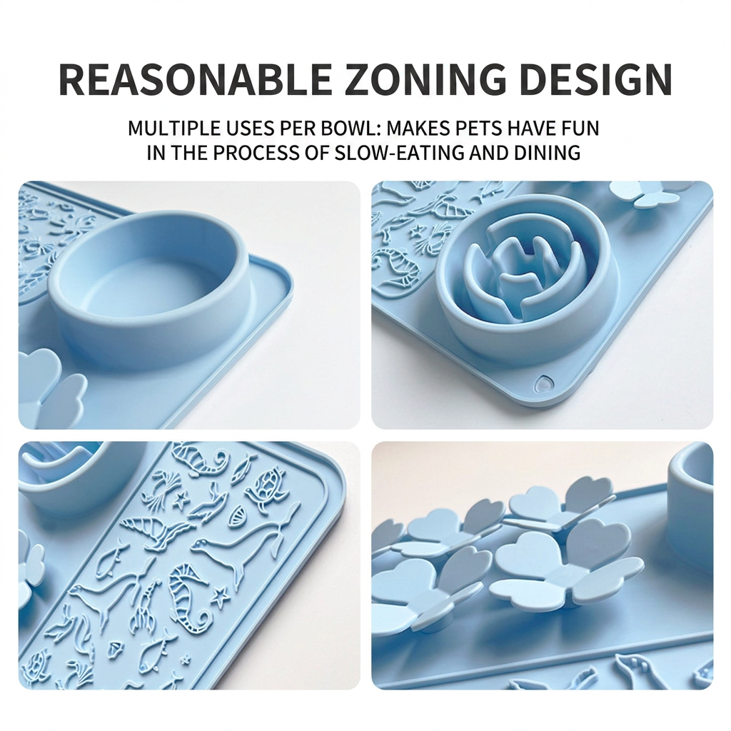 Silicone dog feeder mat designed for interactive slow eating