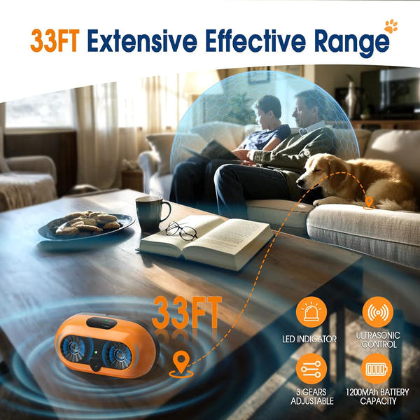 Portable rechargeable bark control device with easy placement design