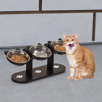 Small dog elevated bowl with compact black feeding stand