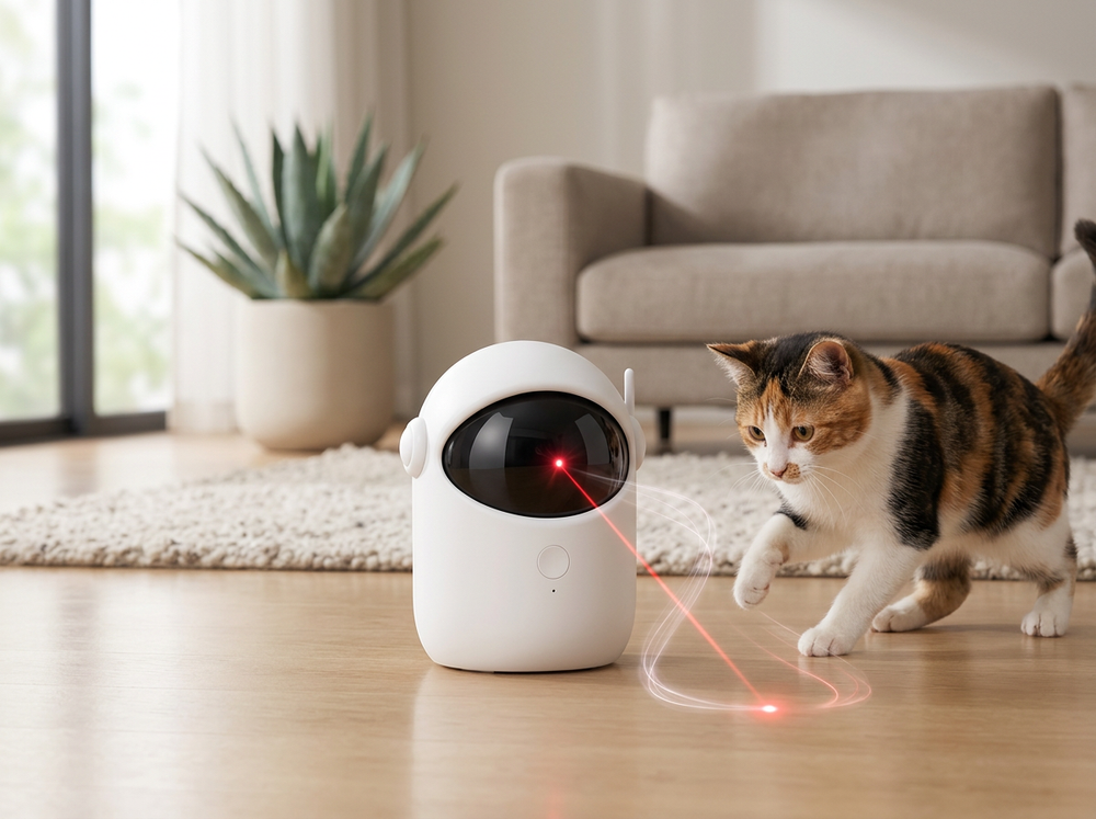 Smart motion automatic laser cat toy for interactive play.