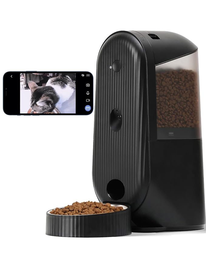Smart Automatic Pet Feeder 4L – WiFi Cat & Dog Feeder with 1080P HD Camera, Night Vision & Scheduled Feeding