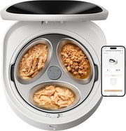 Smart cat dog feeder with cooling system and stainless steel bow