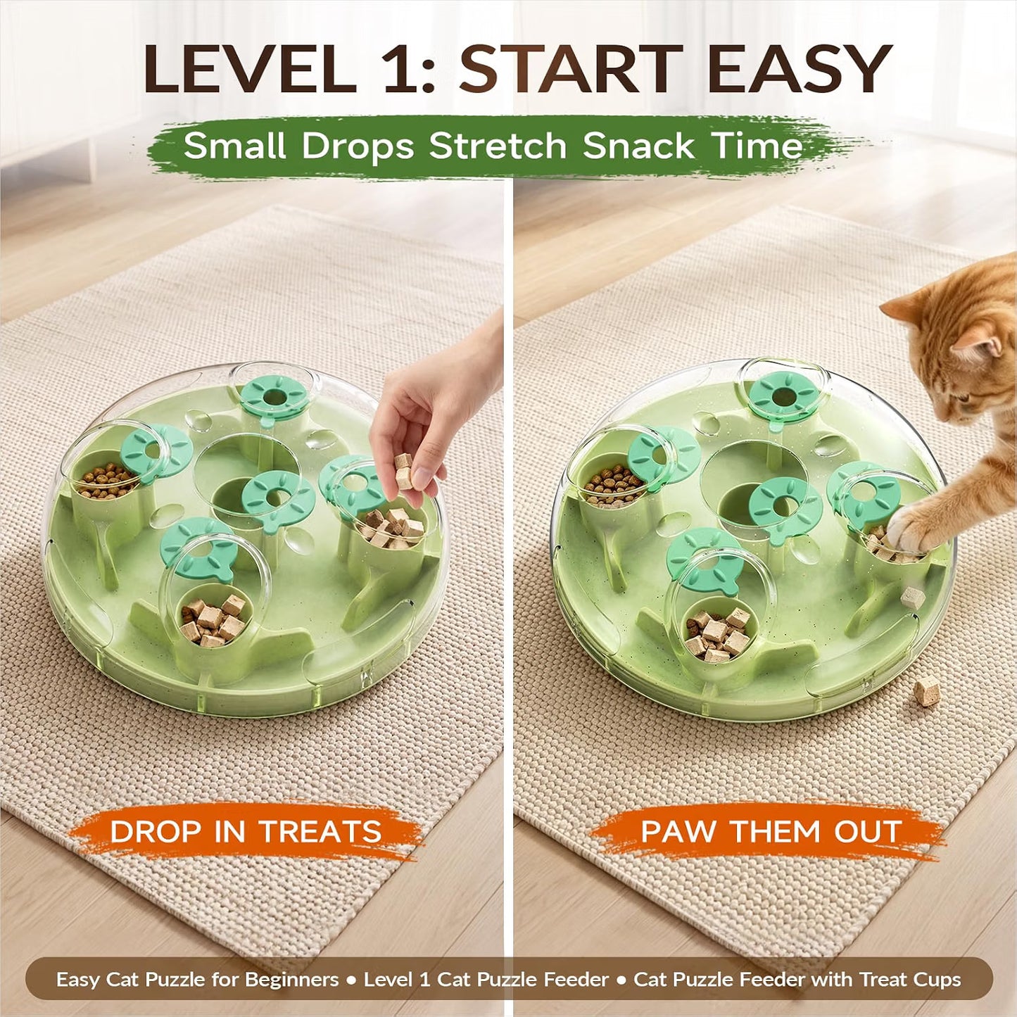 Interactive cat feeder toy designed for mental stimulation and enrichment
