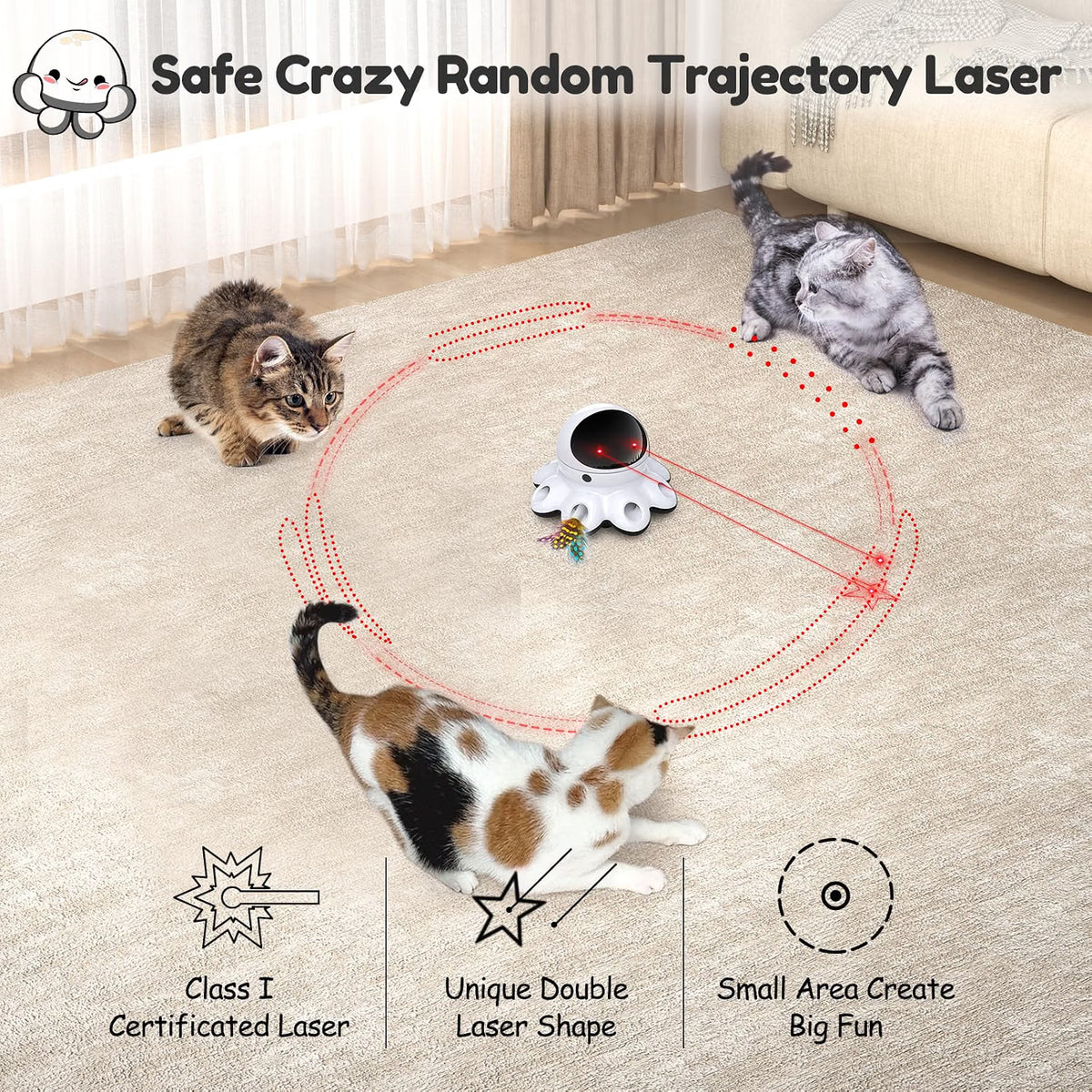 Motion activated smart electronic cat toy for indoor exercise and activity