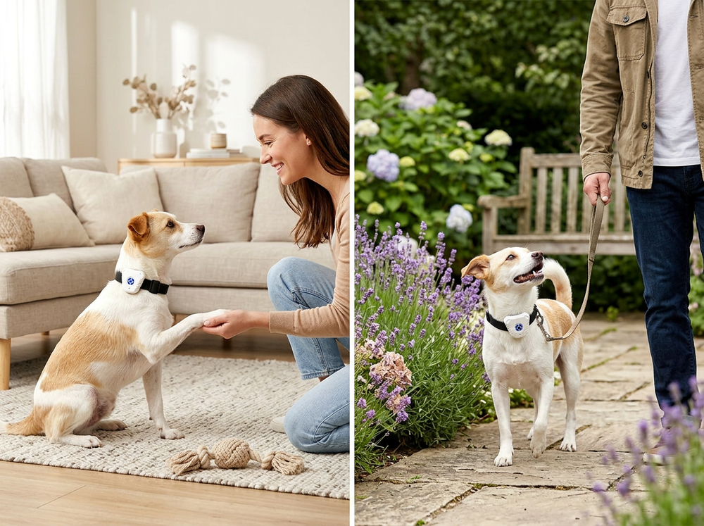 Smart ultrasonic pet training collar system for dogs.