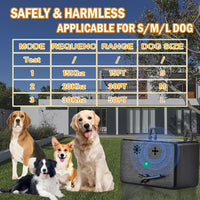 Ultrasonic anti barking device for dogs with bark deterrent function